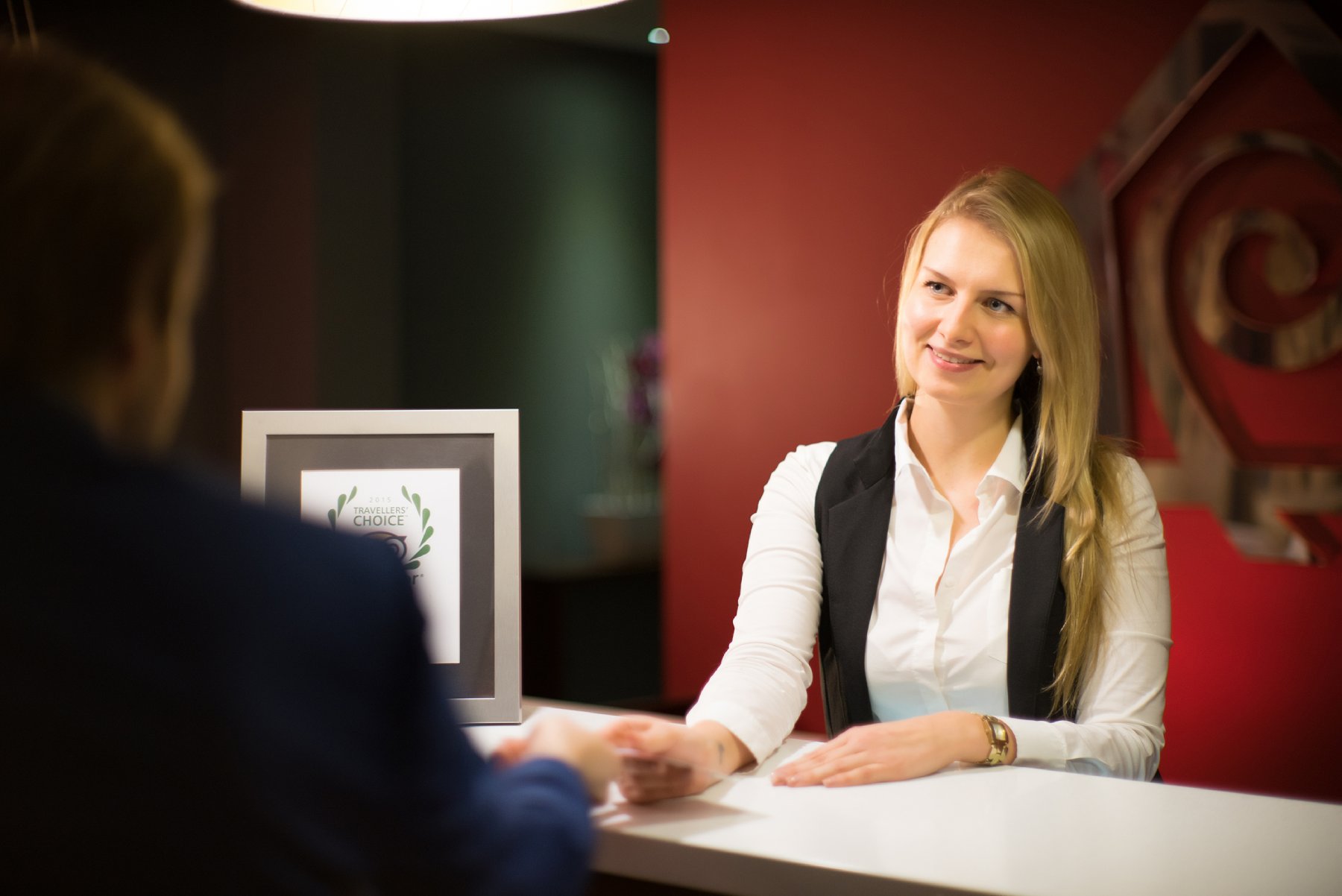 Receptionist at the front desk